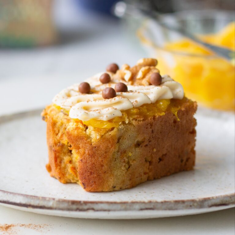 Easter Orange Carrot Cake with Vanilla Whipped Cream and Orange Confit